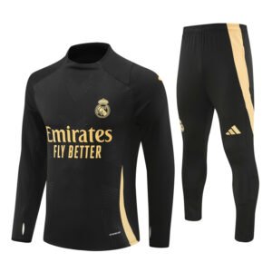 2425 Real Madrid Long Sleeve Training Shirt Black and Gold [Players]
