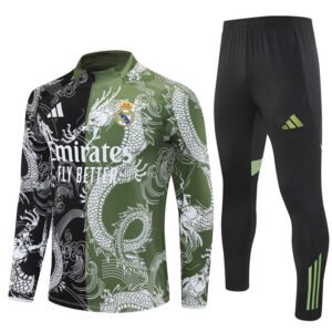2526 Real Madrid Long Sleeve Training Shirt Black and Green [Special Edition]
