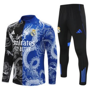 2526 Real Madrid Long Sleeve Training Shirt Black and Blue [Special Edition]
