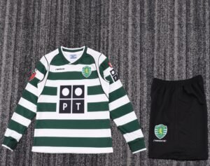 kids Sporting Lisbon 2001/03 home white and green jersey