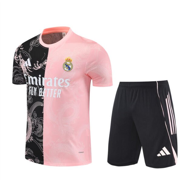 2526 Short Sleeve Real Madrid Training Shirt Black and Pink [Special Edition]