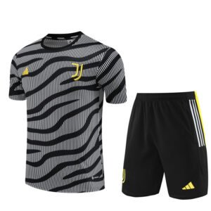 2324 Juventus Training T-shirt, Black and White, Camouflage Pattern, Short Sleeve
