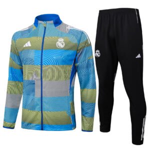 Long pull jacket: 25-26 Real Madrid blue green stripe inkjet