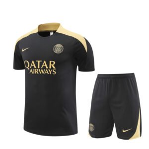 2425 Short Sleeve Paris Training Suit, Black and Gold