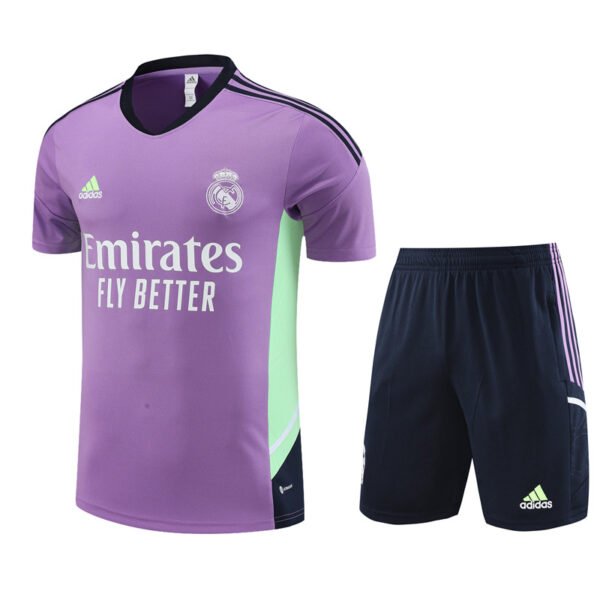 2223 Real Madrid Training T-shirt, Purple and Royal Blue, Short Sleeve