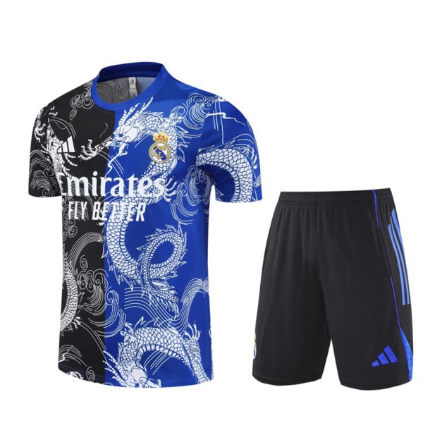 2526 Short Sleeve Real Madrid Training Shirt Black and Blue [Special Edition]